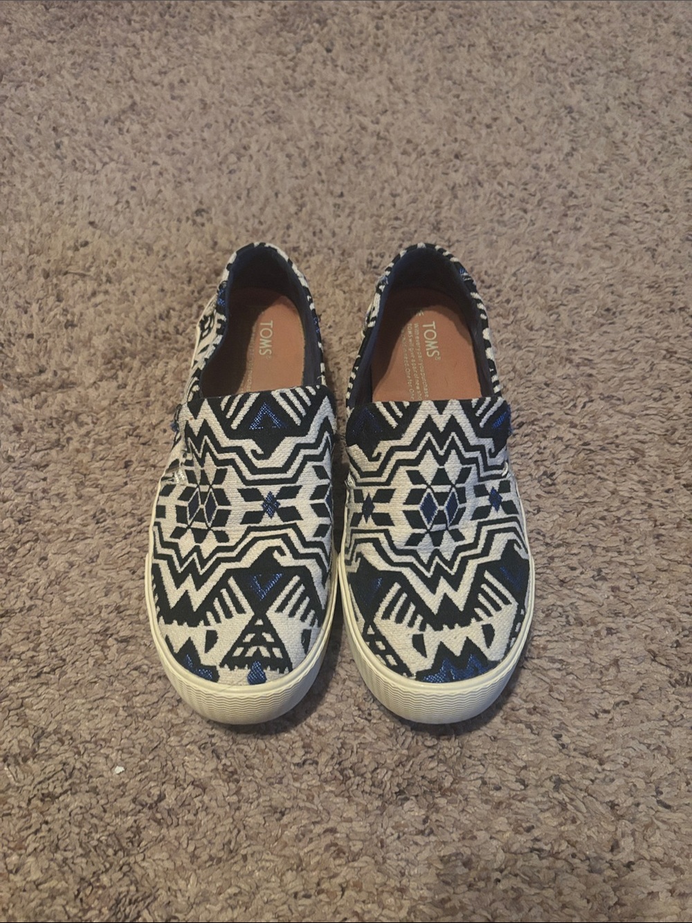 Toms Patterned Aztec Blue Black Shoes 8